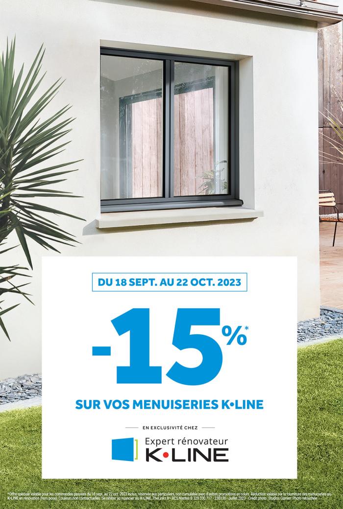 Du 18 sept. au 22 oct : -15% sur vos menuiseries K•LINE